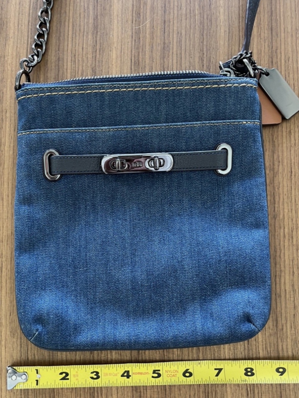 NWOT Coach Swagger Denim Crossbody Messenger Bag in Blue with Black Trim - Picture 8 of 8